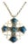 Vintage Jerusalem Cross Pendant Necklace 800 Silver Blue Lapis Cabachon Stones For Sale