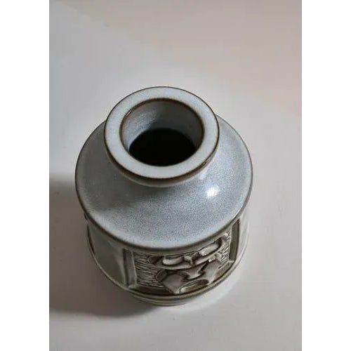 Scandinavian Modern Stoneware Vase with Bull Motif by Michael Andersen, 1960s For Sale - Image 6 of 11