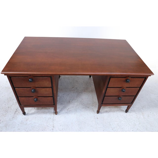 Dutch Oak Pedestal Desk by H. Pander & Zonen, 1920 For Sale - Image 14 of 18