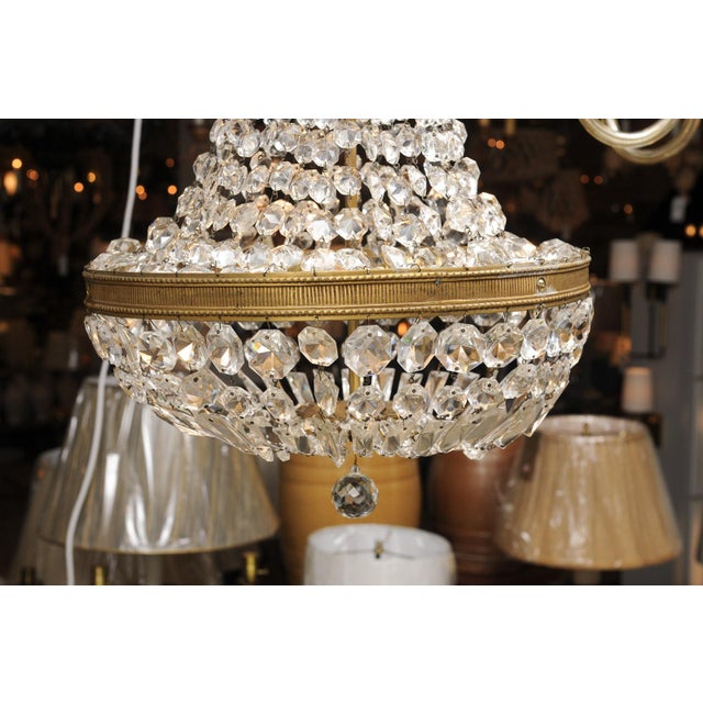 Early 20th Century French Empire Crystal Basket Chandelier, Gilt Bronze, Early 20th C. For Sale - Image 5 of 9