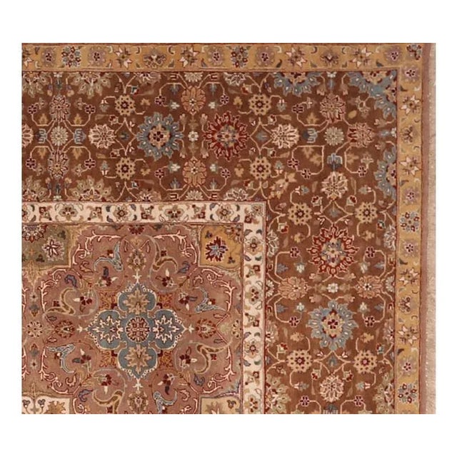 Handwoven Mughal Style Area Rug 7’10” X 9’9″ For Sale - Image 4 of 7