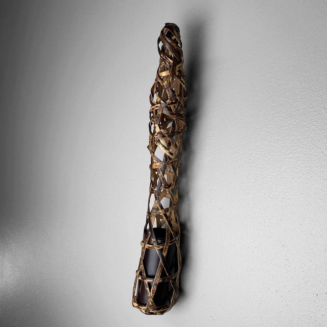 Vintage Japanese Bamboo Ikebana Wall Hanger, 1980s For Sale - Image 14 of 15
