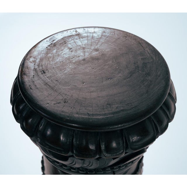 Art Nouveau French Walnut Pedestal Column, 1950s, Set of 2 For Sale - Image 12 of 14