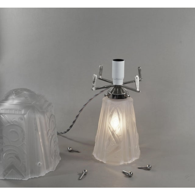 Transparent French Art Deco Mushroom Table Lamp by Muller Freres 1920s France For Sale - Image 8 of 12