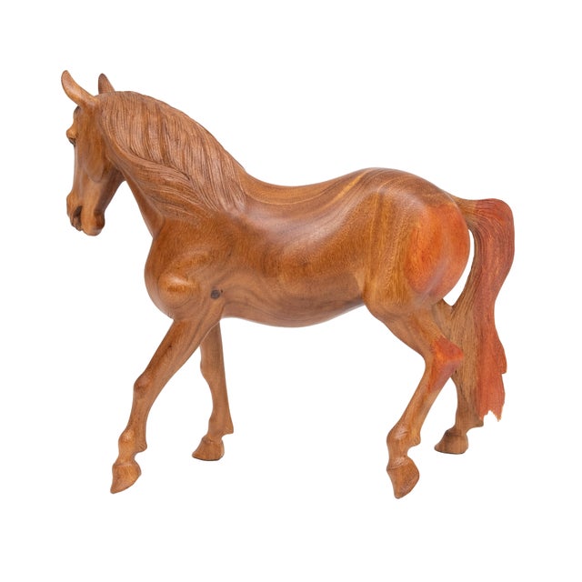 Brown Hand-Carved Teak Horse, Bali, Indonesia, 1970s For Sale - Image 8 of 11