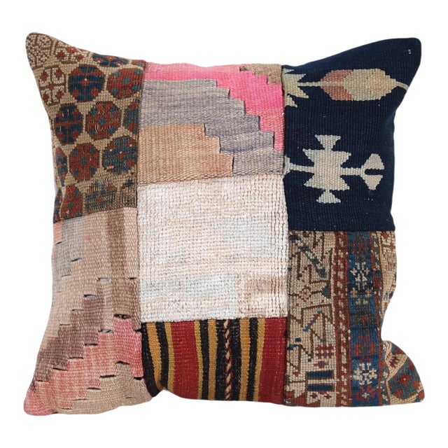 Turkish Kilim Patchwork Cushion For Sale