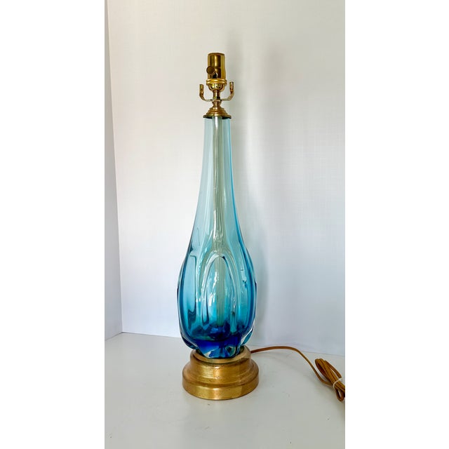 1950s Blue & Clear Seguso Murano Organic Table Lamp For Sale - Image 5 of 15