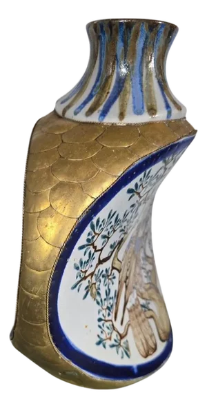Mexican Painted Porcelain Vase, 1970s