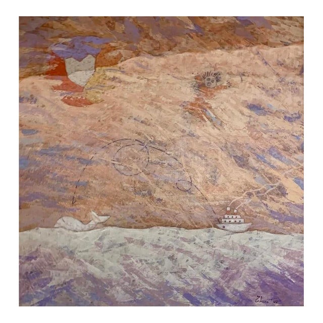 Giampaolo Talani "Tracking the Whale" Oil on Board, Seascape, Tuscan Coastal Art, Italian Contemporary Art For Sale
