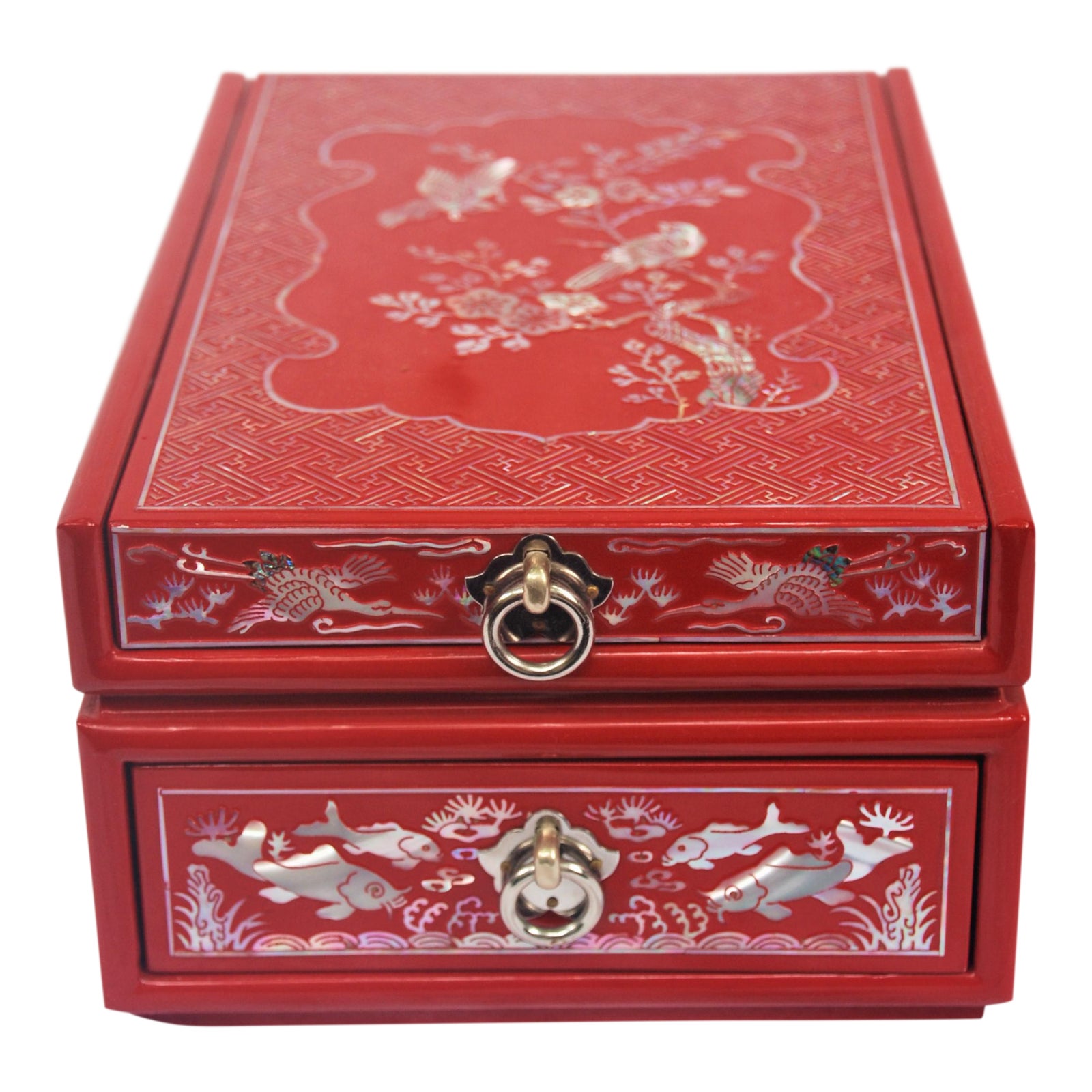 Red Lacquered Asian Jewelry Box Chairish