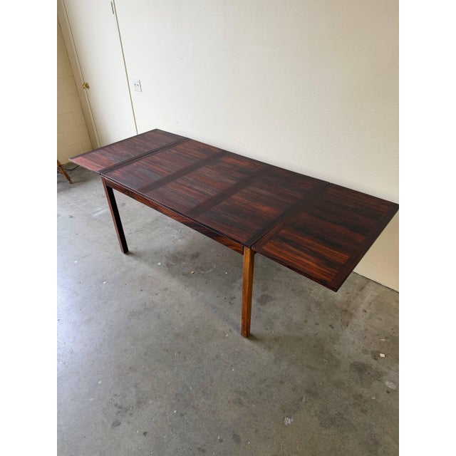Brown Vintage Danish Rosewood Dining Table by Vejle Stole Mobelfabrik Extendable MCM Denmark 1960s For Sale - Image 8 of 10