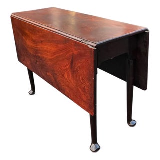Antique English George III Period Solid Cuban Mahogany Drop-Leaf Gateleg Dining Table, Circa 1785–1805 For Sale