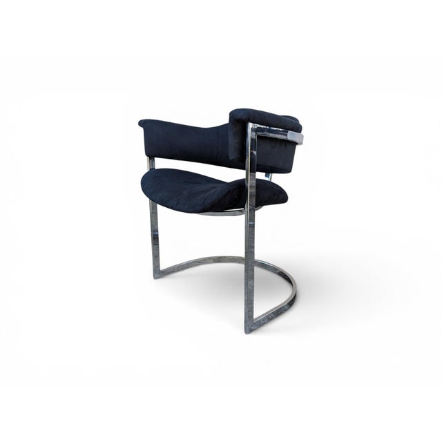 Metal Dining Chairs in Steel and Black Velvet, 1970s, Set of 6 For Sale - Image 7 of 18