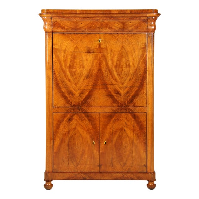 Antique Biedermeier Walnut Secretary, 1835 For Sale