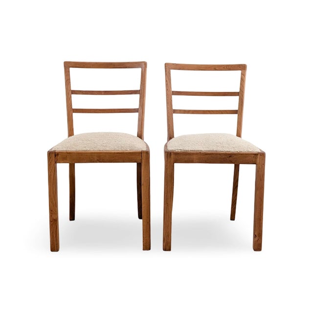 Vintage Art Deco Chairs in Oak, Set of 2 For Sale - Image 11 of 11
