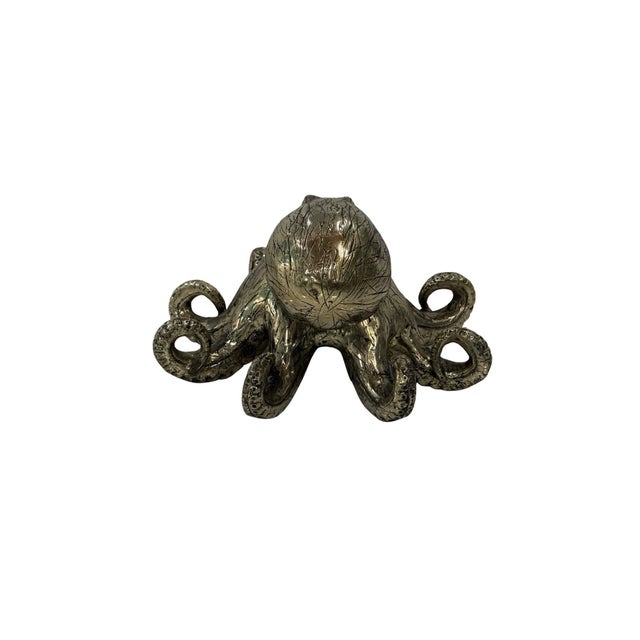 Cast Bronze Octopus Sculpture — Fluid Marine Form With Textural Patina For Sale - Image 6 of 6