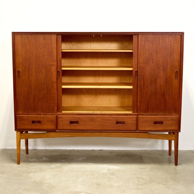1950s Danish Teak Tall Sideboard / Highboard For Sale - Image 17 of 18