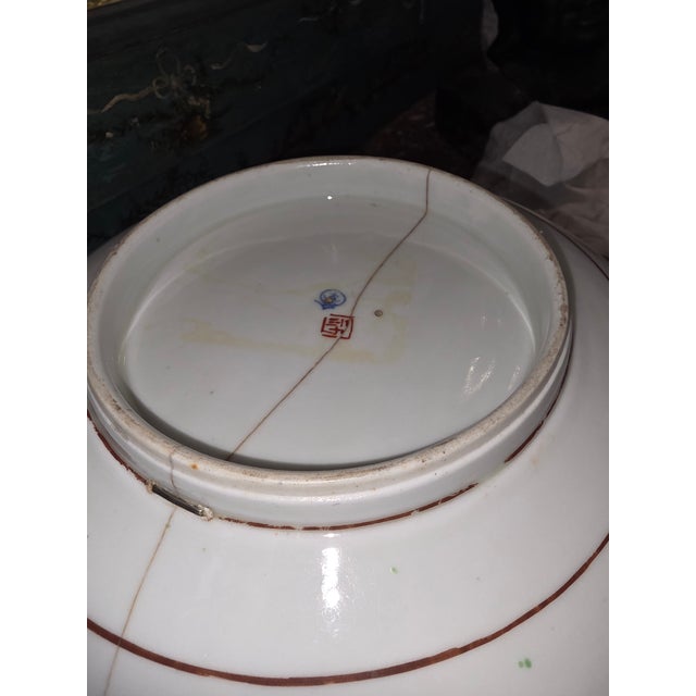 Ceramic Large Antique Japanese Bowl With Staple Repairs For Sale - Image 7 of 17