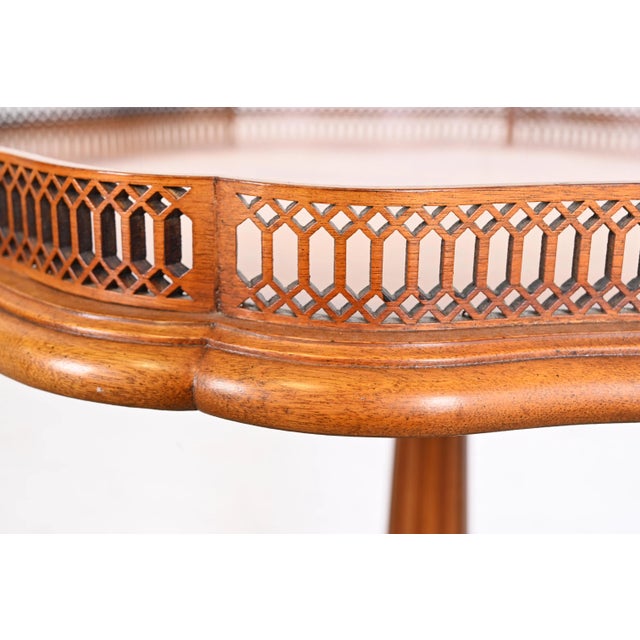 John Widdicomb English Chippendale Carved Mahogany Pedestal Tea Table For Sale - Image 10 of 13