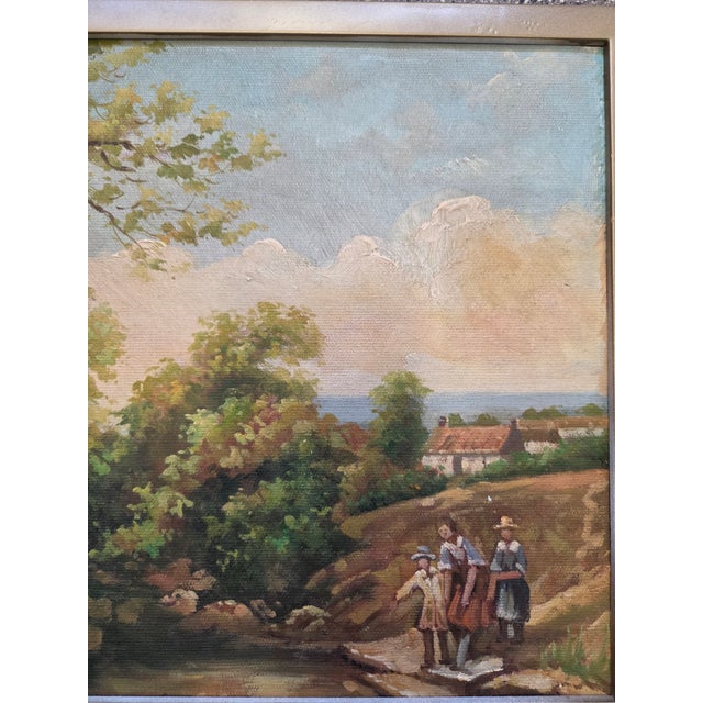 American 1970s English Oil on Canvas Pastoral Scenes, Pair For Sale - Image 3 of 5