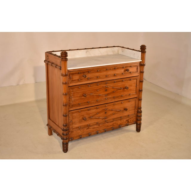 French Country 19th Century Faux Bamboo Chest of Drawers From France For Sale - Image 3 of 8