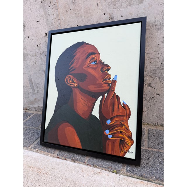 Emmanuel Akolo, Deep Reverie, 2025 Acrylic on canvas 16 × 20 × 1 in | 21 × 25 × 1.5 in FRAMED Unique work Includes a...