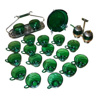 1930s Paden City Emerald-Glo Green Glass Set - Set of 22 For Sale