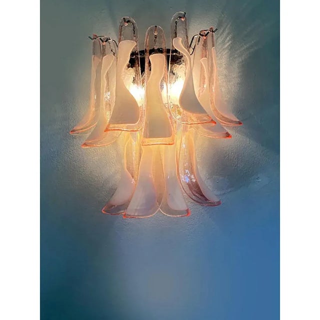 Pink Murano Glass Selle Wall Sconces in the style of Mazzega, Set of 2 For Sale - Image 10 of 13