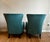 Pair of Teal Velvet Wingback Accent Chairs With Nailhead Trim For Sale - Image 4 of 7