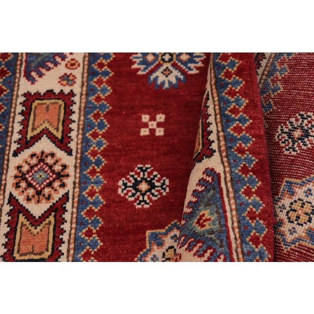 Tribal Tribal Super Kazak Red/Beige Wool Runner - 2'9'' X 7'10'' For Sale - Image 3 of 8