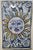 Vintage handmade ceramic wall plaque featuring a stylized sun design, beautifully mounted on a wooden base. The plaque has...