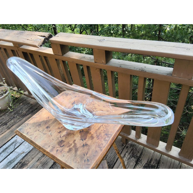 Mid-Century Modern Mid-Century Daum France Rare Large 26.5" Crystal Swallowtail Centerpiece Bowl - Pristine For Sale - Image 3 of 11
