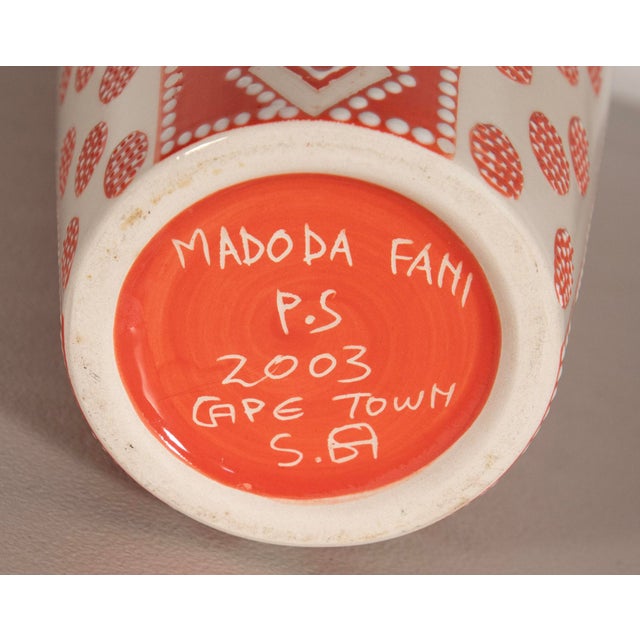 Madoda Fani – South African Orange & Cream Art Pottery Vase, 2003, 15" For Sale In West Palm - Image 6 of 7