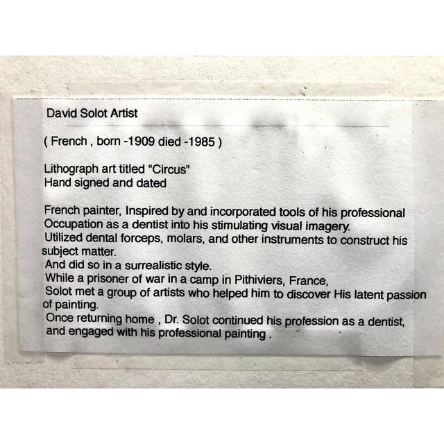 1950 Surreal French Lithograph of a Dental Tool “Circus” by David Solot For Sale - Image 10 of 10