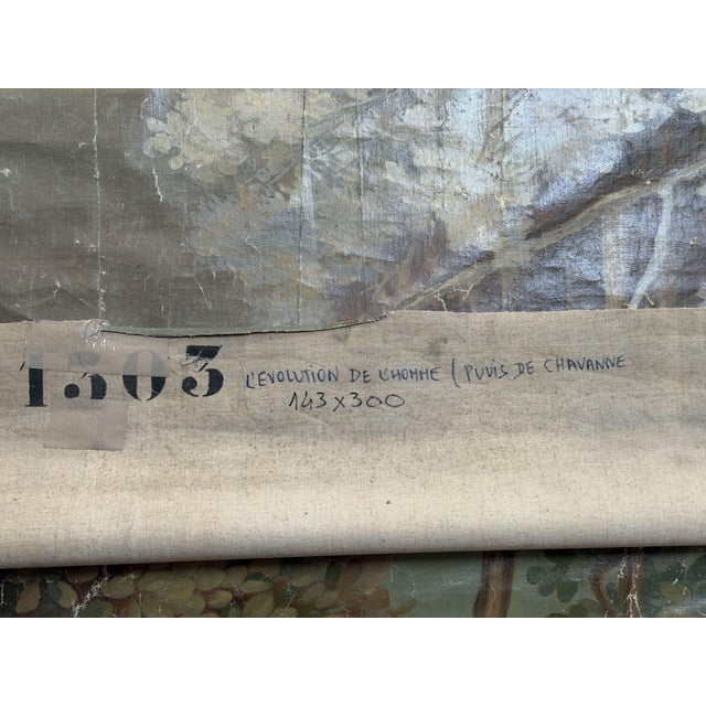 19th Century After Pierre Puvis de Chavannes, The Evolution of Man, 1890s, Oil Painting on Canvas, Set of 3 For Sale - Image 5 of 11