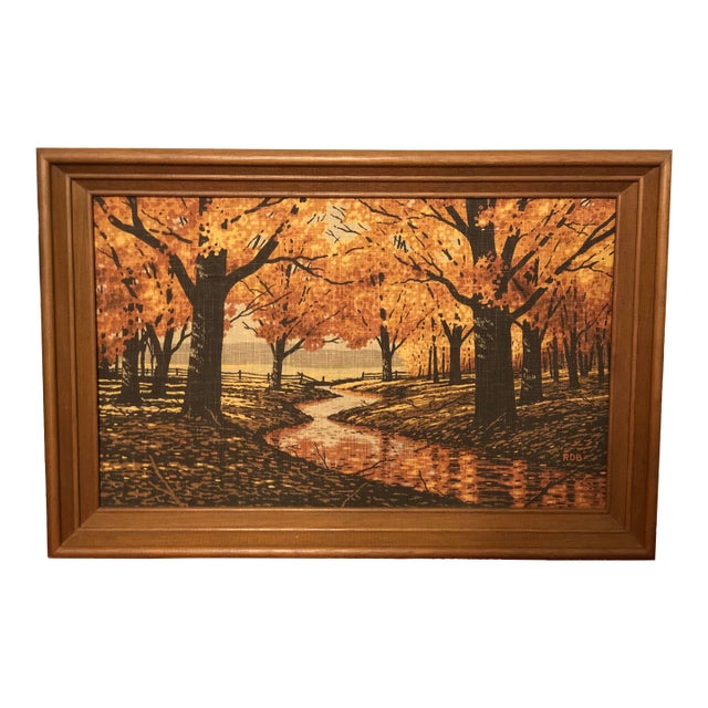 1960s Mid-Century Burlap Screen Prints by Richard Batchelder for Kay Dee Handprints - Pair For Sale