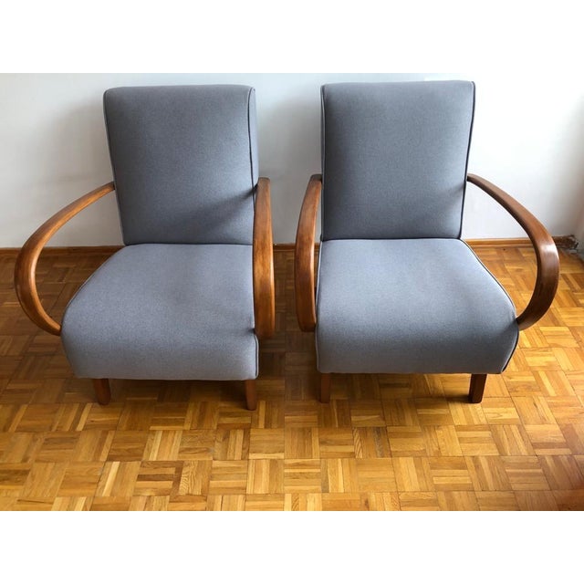 Gray Set of Armchairs attributed to Jendrich Halabala for Up Závody, Former Czechoslovakia, 1950s For Sale - Image 8 of 11