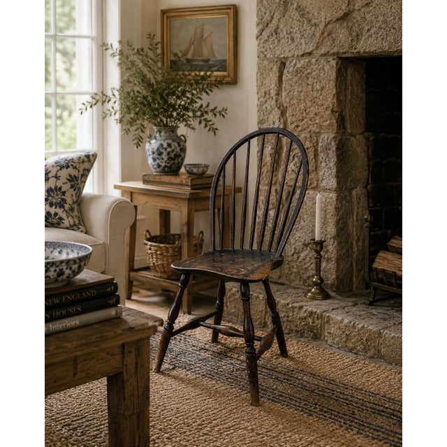A handsome late 18th century American Windsor bow-back side chair dating to circa 1790, with the beautifully spare...