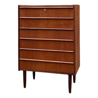 Vintage Teak Chest of Drawers with Lock For Sale