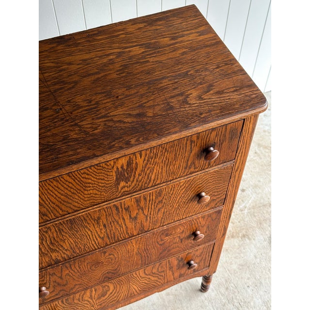 Antique Quarter Sawn Tiger Oak Chest of Drawers For Sale - Image 12 of 16