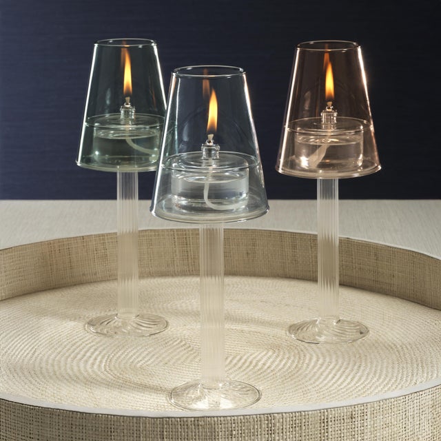 Contemporary Dauphine Table Lamp with 3 oz Votive Oil Lamp, Corydalis Blue For Sale - Image 3 of 6