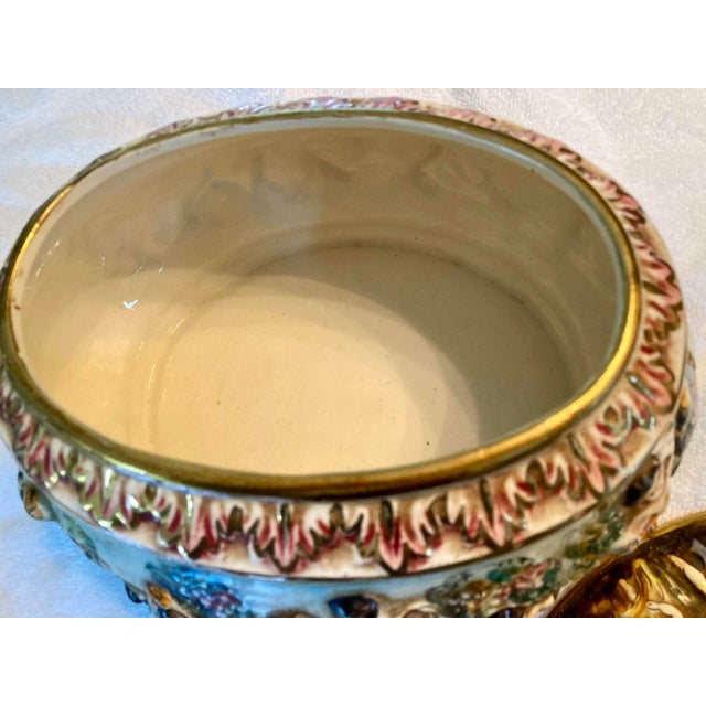 Vintage Signed Capodimonte Oval Centerpiece Serving Ware With Fitted Lid For Sale - Image 11 of 12