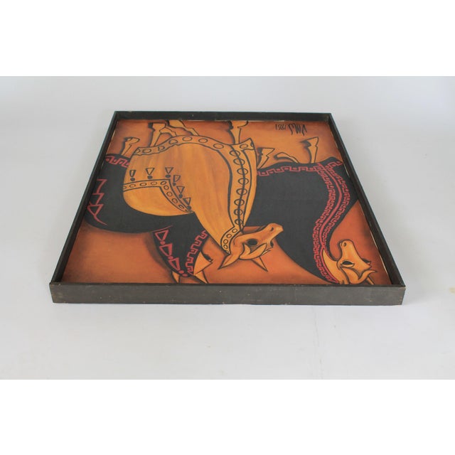 1980's Framed Painting With Adorned Horses For Sale - Image 10 of 11