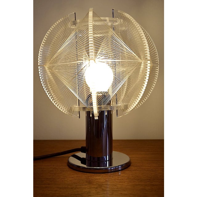 Acrylic/nylon thread table lamp by Paul Secon for Sompex - this spherical lamp has a spherical shape with a chrome-plated...