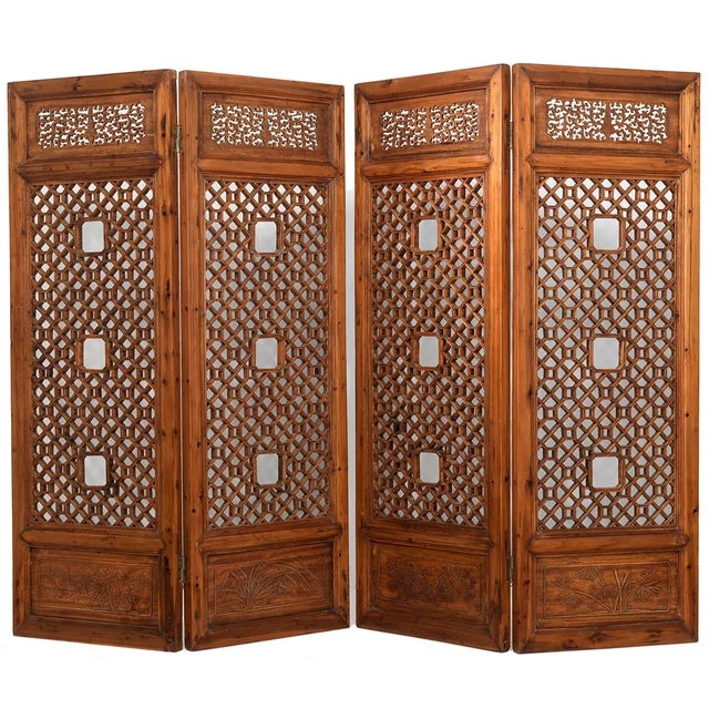 Brown Antique Elm Wood Panel Partition, Set of 4 For Sale - Image 8 of 8