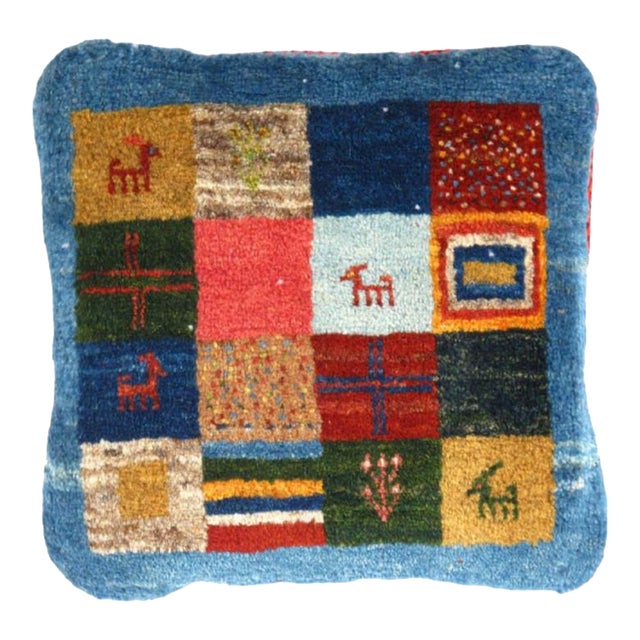 Pasargad DC Fine Hand Knotted Persian Gabbeh Pillow For Sale