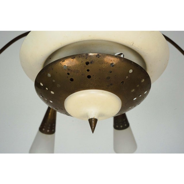 Large Mid-Century Italian Sputnik Brass Chandelier with Satin Glass, 1950s For Sale - Image 12 of 17