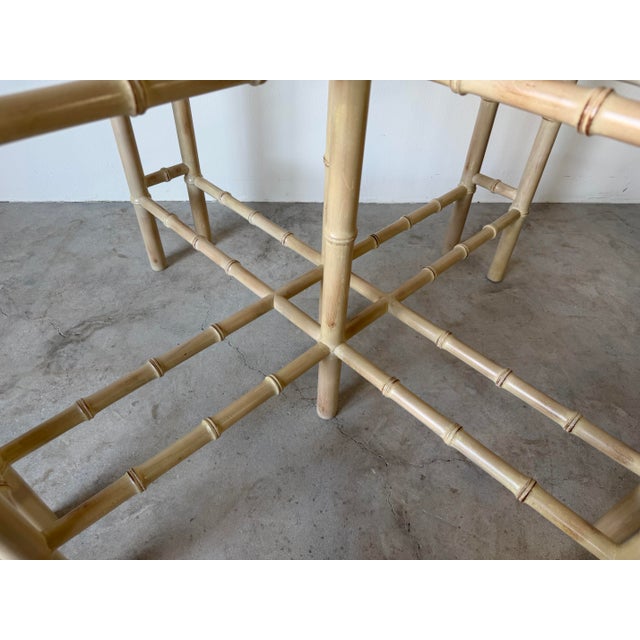 Wood 1970s Hollywood Regency Faux Bamboo Carved Wood Dining Table Base For Sale - Image 7 of 12