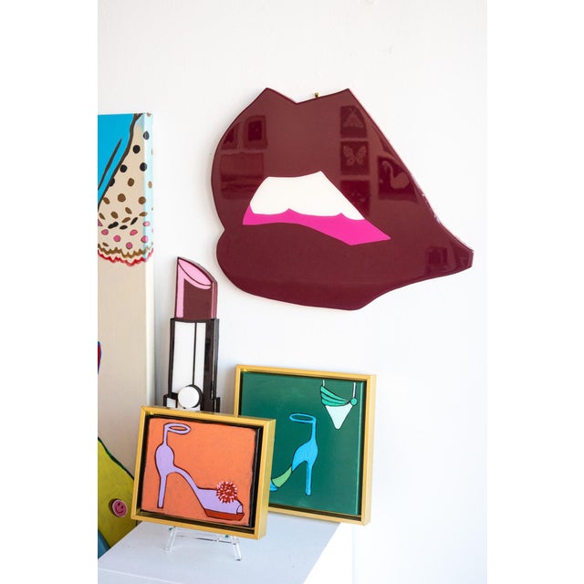 Contemporary Fashionable Shoe Painting by Angela Chrusciaki Blehm Titled Fetish Green For Sale - Image 3 of 5