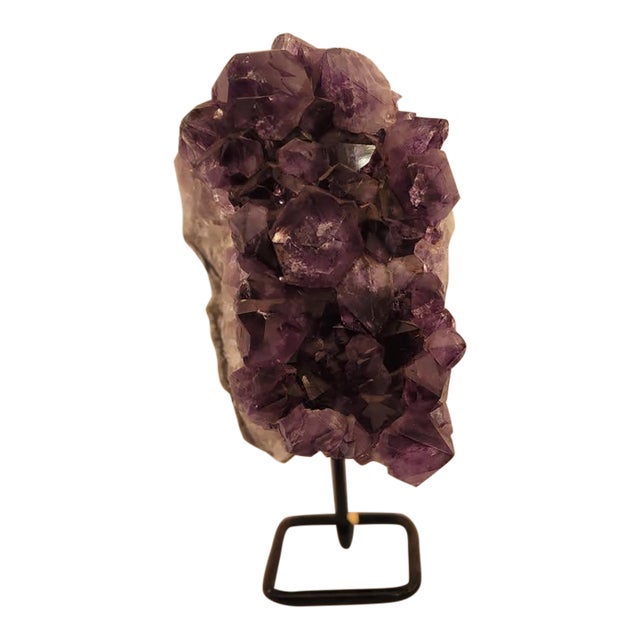 Mid 19th Century Amethyst Cluster on Stand For Sale